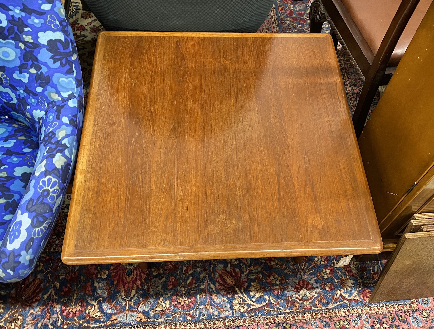 A mid century Danish Trioh square teak coffee table, width 75cm, height 42cm